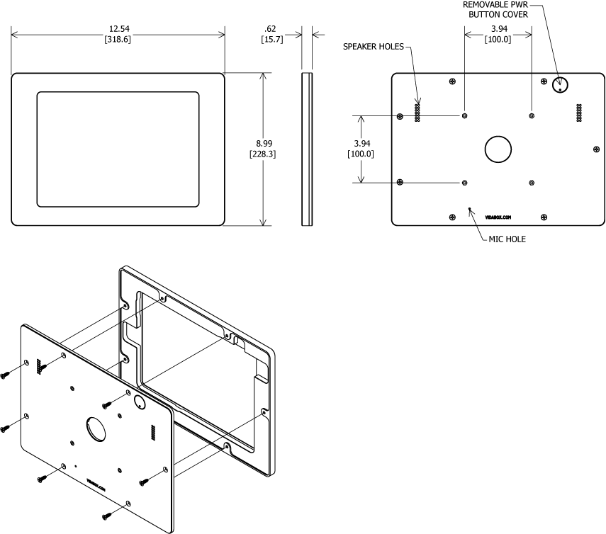 VidaMount VESA Enclosure Galaxy Tab S 10.5 Dimensions