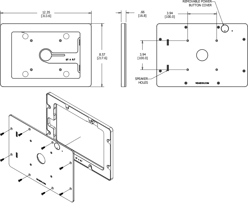 VidaMount VESA Enclosure Samsung Galaxy Tab A 9.7 Dimensions