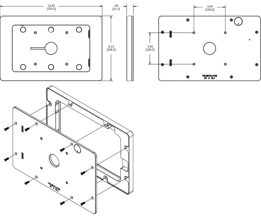 VidaMount VESA Enclosure Galaxy Tab A 10.1 (2016) Dimensions