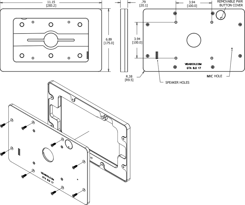 VidaMount VESA EnclosureSamsung Galaxy Tab A 8.0 (2017) Dimensions