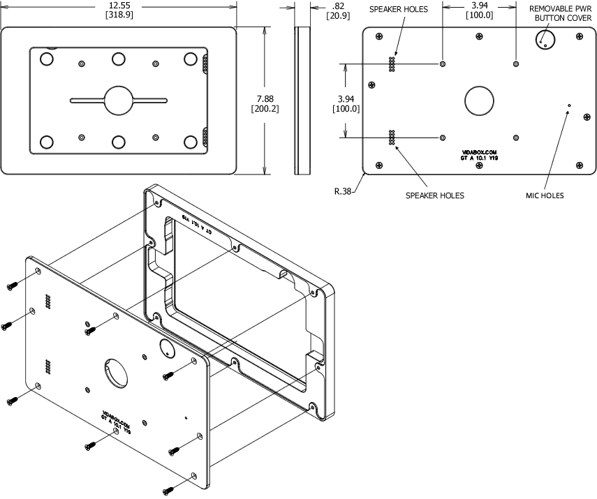 VidaMount VESA EnclosureSamsung Galaxy Tab A 10.1 (2019) Dimensions