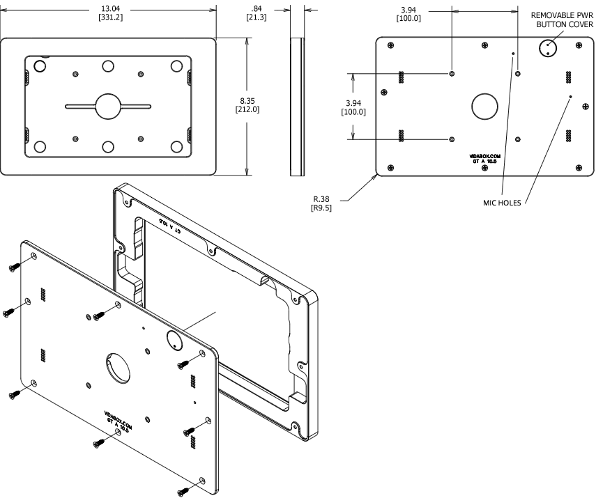 VidaMount VESA Enclosure Galaxy Tab A 10.5 Dimensions