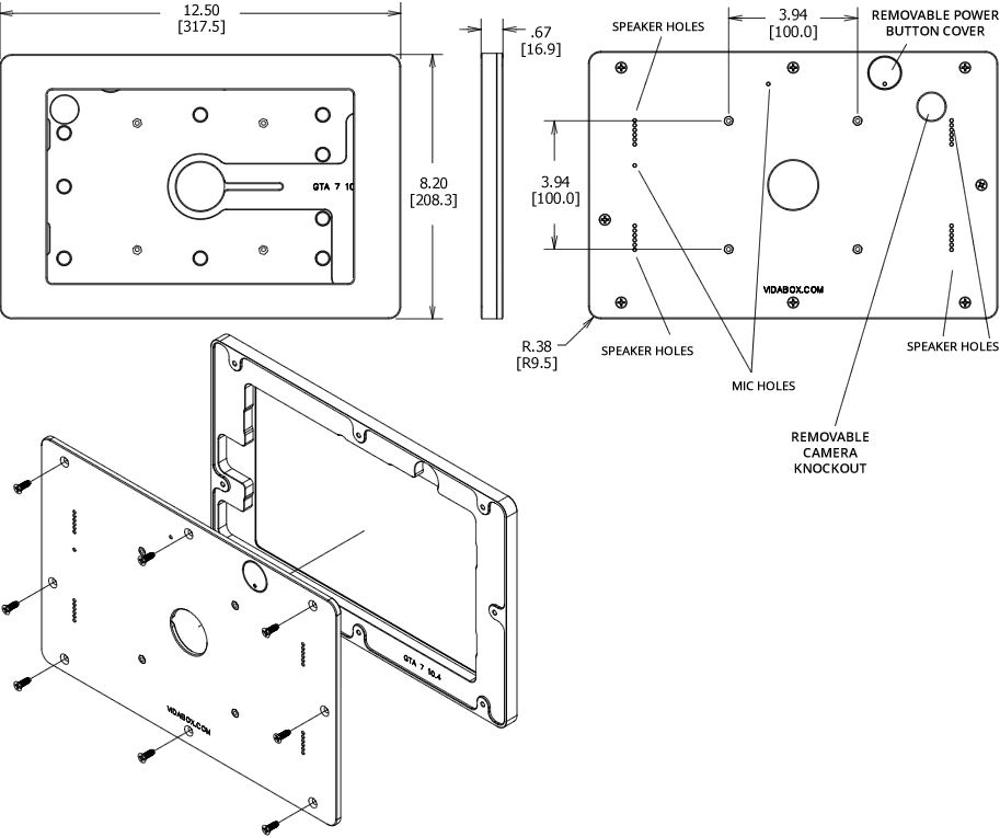 VidaMount VESA Enclosure Samsung Galaxy Tab A7 10.4 Dimensions